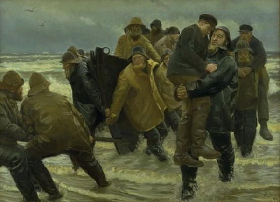 Michael Ancher A Crew Rescued oil painting image
